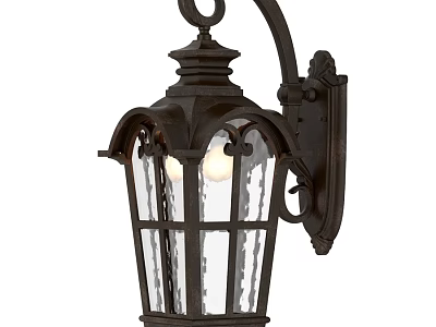 Outdoor Wall Mounted Light With Classic Design Glass Panels And Decorative Metal Frame 3d model