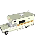 White Recreational Vehicle With Roof Equipment And Side Windows Design