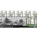 Layered Stone Feature Wall With Bamboo Backdrop And Outdoor Landscape Design 3d model