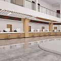 Modern College Student Service Center Hall With Reception Counter And Windows