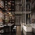 Modern Luxury Bar Interior With Wine Rack Artistic Wall And Counter
