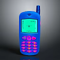 Vintage Mobile Phone With Blue Body Antenna Screen Display And Pink Keypad
