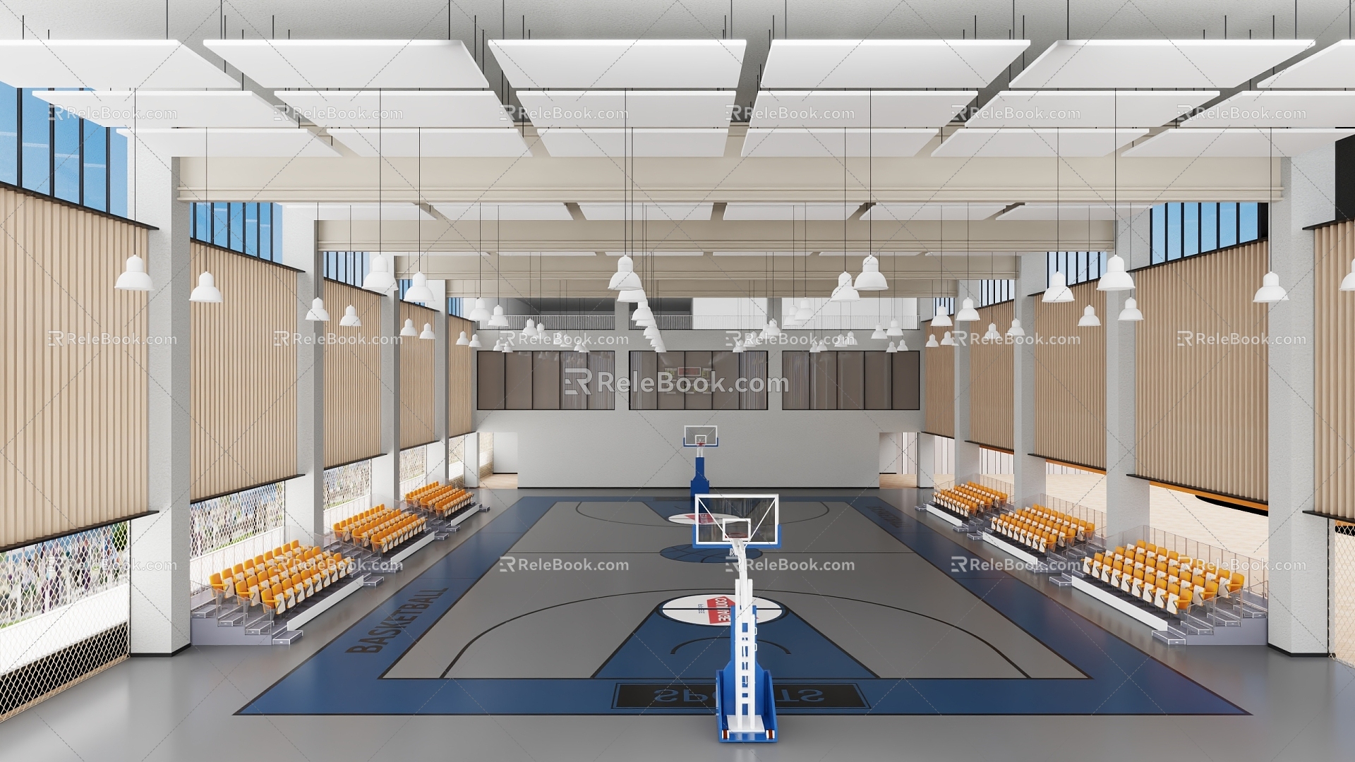 Modern Basketball Hall Indoor Basketball Court 3d model