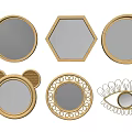 Decorative Mirrors With Various Shapes And Golden Frames For Home Wall Decor
