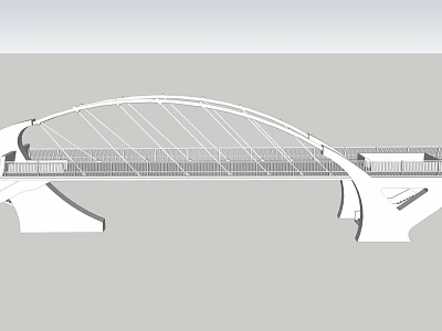 Modern Arch Bridge Design With Cable Stayed Structure And Pedestrian Deck 3d model