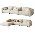 Modern Beige Sectional Sofa With Sleek Design And Accent Decorative Pillows 3d model