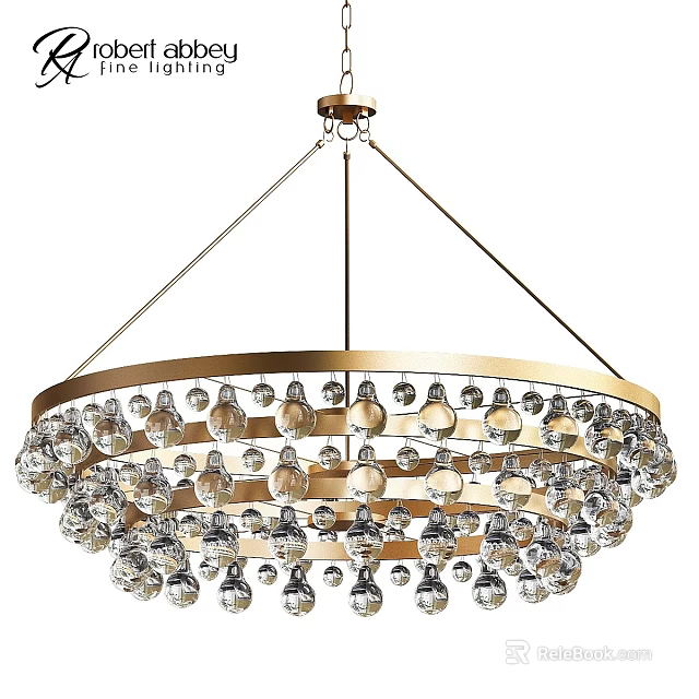 Elegant Gold Frame Chandelier with Hanging Crystal Decor and Modern Design 3d model 