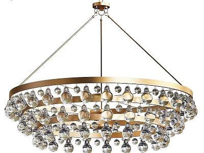 Elegant Gold Frame Chandelier with Hanging Crystal Decor and Modern Design 3d model