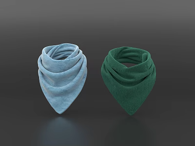 Light Blue and Green Folded Soft Bandanas as Fashion Accessories 3d model