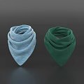 Light Blue and Green Folded Soft Bandanas as Fashion Accessories