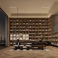 Elegant Wine Store Interior With Wooden Racks Staircase And Bar Counter