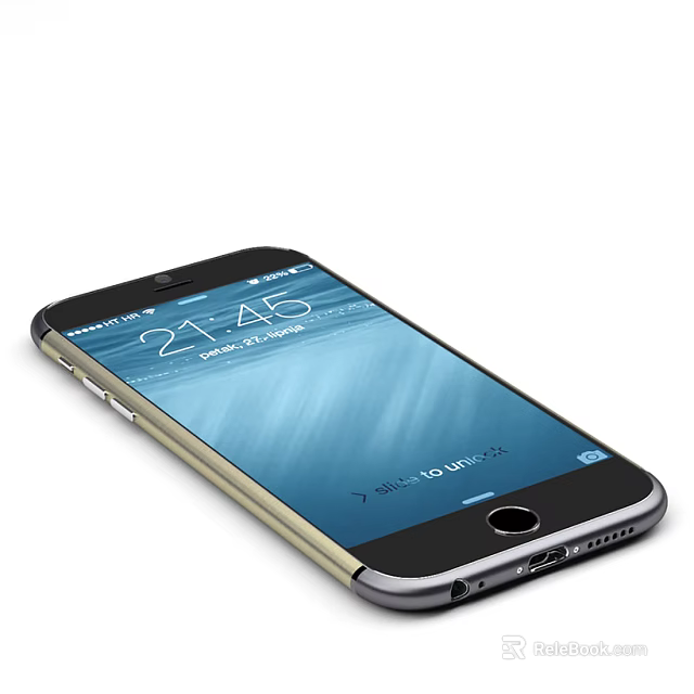 Sleek Smartphone With Screen Displaying Time Date And Slide To Unlock Feature 3d model 