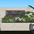 Modern Outdoor Garden Plant Combination With Green Plants White Flowers Lawn And Stone Slabs