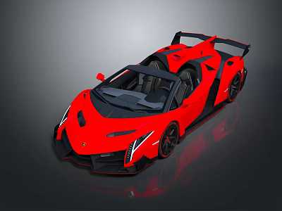 Red Super Sports Car With Streamlined Design Black Accents And Rear Spoiler 3d model