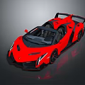 Red Super Sports Car With Streamlined Design Black Accents And Rear Spoiler