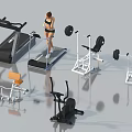 Home Gym Fitness Equipment Including Treadmill Barbell Weight Bench and Exercise Bike