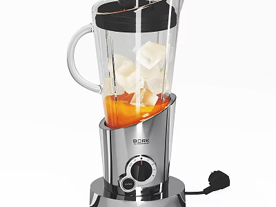 Modern Stainless Steel Blender With Ice Cubes And Orange Liquid For Blending Drinks 3d model