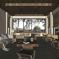 The hotel front desk sofa and coffee table combination 3d model