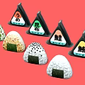 Assorted Traditional Japanese Triangular Rice Balls With Nori And Flavor Labels