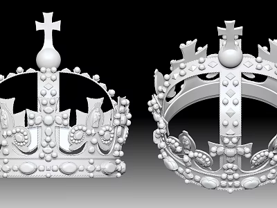 Luxury Crown Jewelry Featuring Ornate Cross Ornaments and Intricate Decorative Beads 3d model