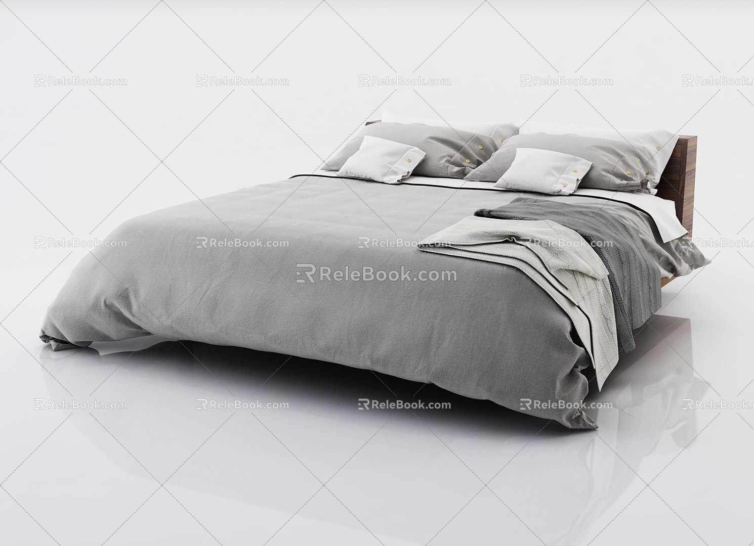 Modern Double Bed Bedding 3d model