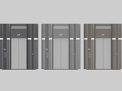 Modern Elevator Door Designs With Gray And Dark Gray Striped Panels 3d model