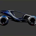 Futuristic Blue Concept Car With Transparent Cabin Aerodynamic Body And Large Wheels