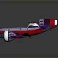Shiny Stylized 3D Seaplane Model With Multiple Propellers Purple Red White Colors 3d model