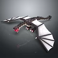 Brick Built Dragon Model with Black Body White Wings Red Mouth and Detailed Claws
