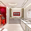 Elegant Jewelry Store Interior With Glass Display Cases And Chandeliers