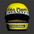 Yellow Racing Helmet Featuring John Player RENAULT ELF NACIONAL Logos Design 3d model