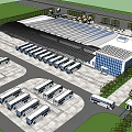 Large Public Building Aerial View With Modern Design Square Parking Lot And Trees