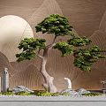 Zen Garden Ornaments With Bonsai Pine Stone Lantern Statue Moss And Moon Mountain Patterns