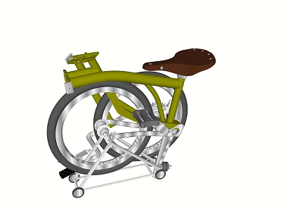 Modern Motorcycle With Green Frame Brown Leather Seat And Large Spoked Wheel Design 3d model