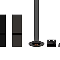 Modern Kitchen Interior With Multiple Black Refrigerators Freezers And Appliances