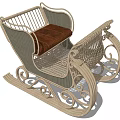 Outdoor Sleigh Shaped Woven Playground Equipment With Decorative Curved Design And Brown Cushioned Seat