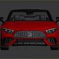Red Convertible Sports Car With Sleek Design Black Top And Shiny Reflection On Dark Surface
