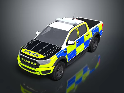 Ford Police Pickup Truck With Emergency Lights And Livery 3d model