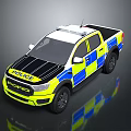 Ford Police Pickup Truck With Emergency Lights And Livery