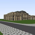 Grand European Style Architecture With Symmetrical Columns And Front Water Pool