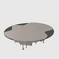 Modern Black Reception Desk With Sleek Surface And Dripping Metallic Edge