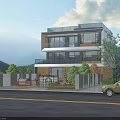 Modern Detached Villa Exterior Design With Balcony Mountain View Greenery And Trees
