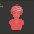 Woman Wearing Red Outfit And White Turban With Red Accent Bust Sculpture