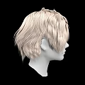 Game and Movie Character White Head With Blonde Short Messy Hairstyle On Black Background