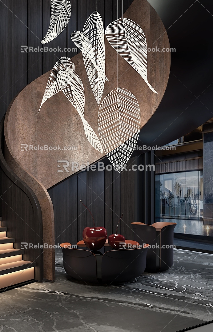 Modern Staircase Sales Office Commercial Space 3d model