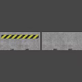 Concrete Safety Barrier With Yellow Black Warning Stripes And Segmented Structure 3d model