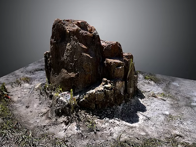Natural Stone Rock Formation With Rough Surface Green Grass And Soil In Natural Setting 3d model