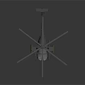 Detailed Gray Helicopter Model With Rotors Fuselage Landing Gear And Design