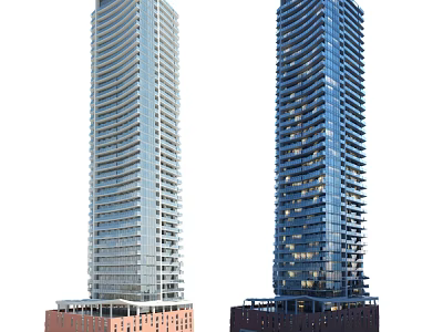 Modern High Rise Office Buildings With Glass Curtain Walls And Contemporary Architectural Design 3d model