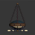 Hanging Pendant Light With Chain And Circular Decor With White Beads